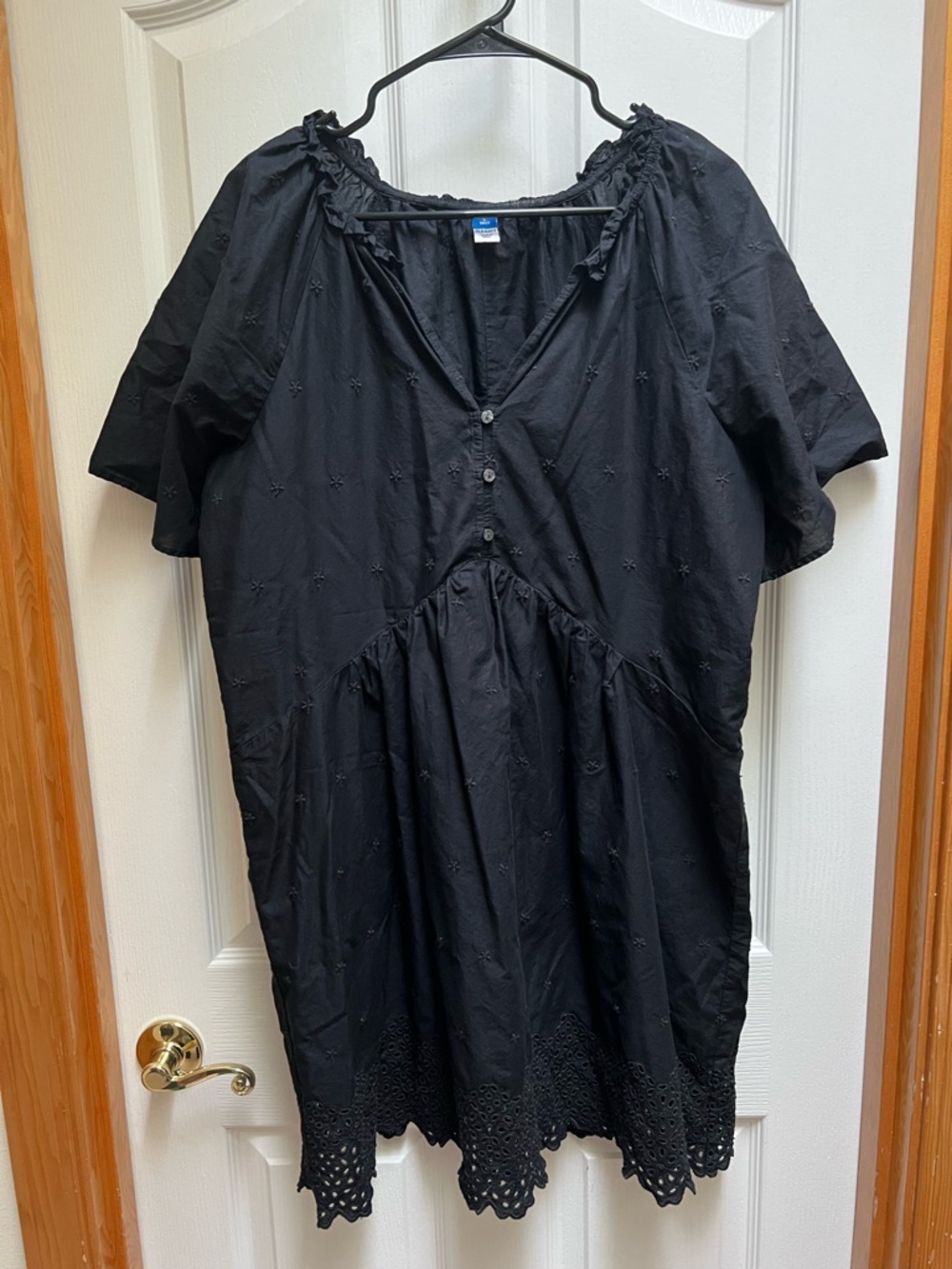 Old Navy Black Embroidered Eyelet Cotton Dress